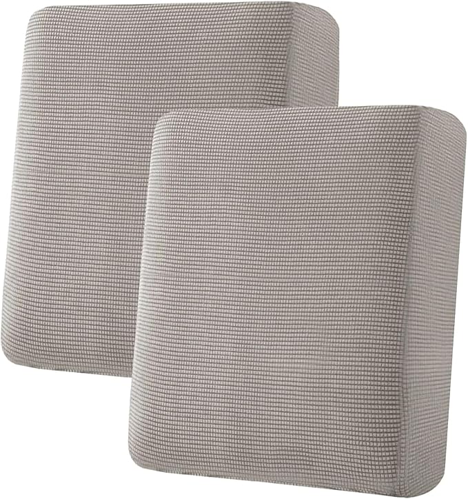 H.VERSAILTEX Super Stretch Individual Seat Cushion Covers Sofa Covers Couch Cushion Covers Slipcover Sets Thick Jacquard Textured Twill Fabric (2 Piece Medium Sofa Cushion Covers, Taupe)-HomvellaHome