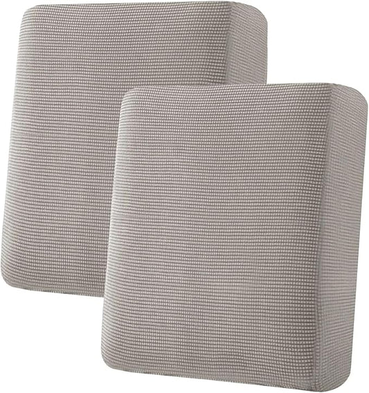 H.VERSAILTEX Super Stretch Individual Seat Cushion Covers Sofa Covers Couch Cushion Covers Slipcover Sets Thick Jacquard Textured Twill Fabric (2 Piece Medium Sofa Cushion Covers, Taupe)-HomvellaHome