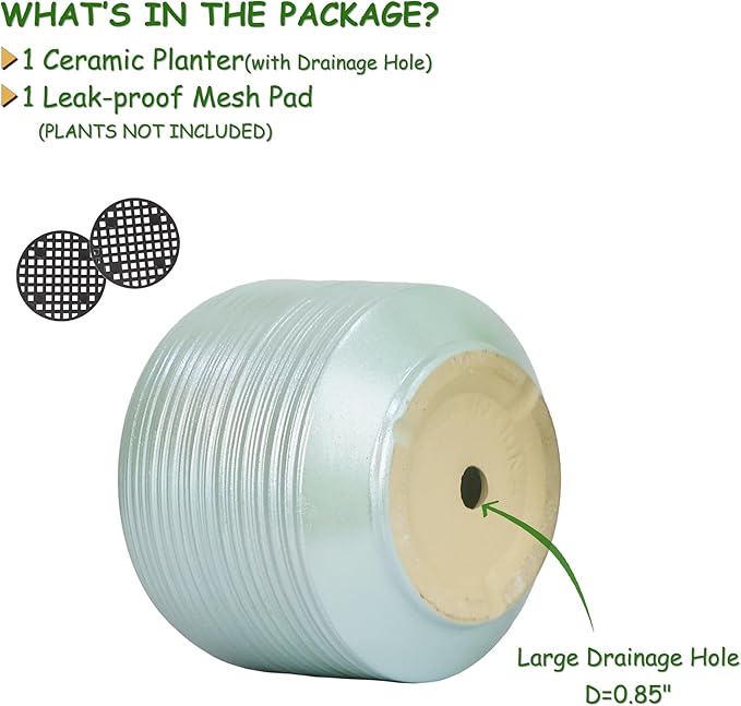 10 Inch Ceramic Plant Pot with Drainage – Large Flower Pot for Indoor Outdoor Plants, Modern Decorative Planter for Patio, Balcony, Garden, or Home Decor-HomvellaHome