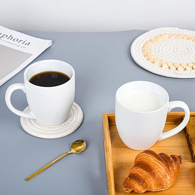 16oz Coffee Mugs Set of 6, Large Ceramic Modern Coffee Mugs With Handle For Tea,Latte,Cappuccino,Cocoa. Dishwasher.Microwave Safe (Matte White)-HomvellaHome