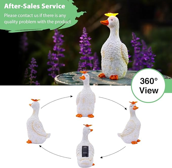 Goodeco Porch Goose Statue with Butterfly - Outdoor Garden Goose Decor for Yard, Unique Gifts for Mom & Garden Lovers (Off White)-HomvellaHome
