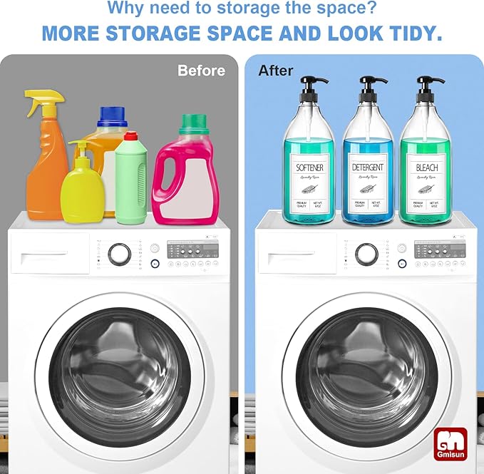 GMISUN Laundry Detergent Soap Dispenser, Liquid Laundry Detergent Dispenser, Container for Farmhouse Laundry Room Decor, Organizer for Liquid DetergentSoftenerBleach Storage Bottle(67 Oz Set of 3)-HomvellaHome