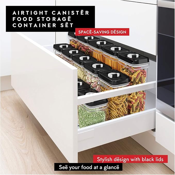 DWËLLZA KITCHEN Airtight Food Storage Containers with Lids – 4 Piece Set Air Tight Kitchen Storage Containers Clear Pantry Organization and Storage Set BPA-Free - Keeps your Food Fresh & Dry-HomvellaHome