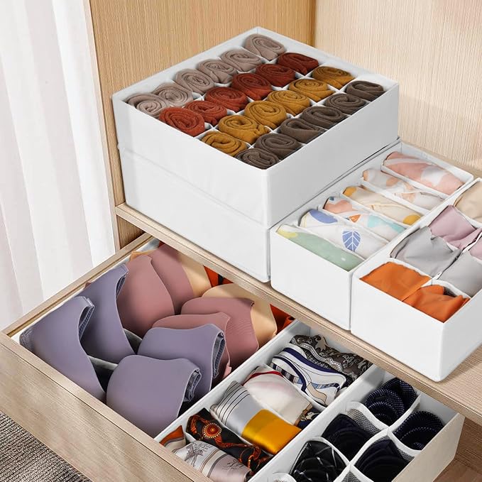 12 Pack Drawer Organizers for Clothing, 116 Large Compartments Fabric Dresser Closet Organizers and Storage Bins for Baby Clothing, Women Men Underwear Socks, Bra, Ties, College Dorm Room Essentials-HomvellaHome