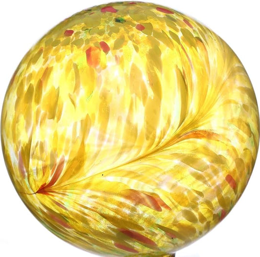 Gazing Ball 10 inch Colorful Glass Gazing Ball for Garden Decor, Indoor Outdoor Glass Gazing Globe Yard Decoration, Yellow-HomvellaHome