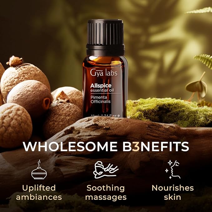 Gya Labs Allspice Essential Oil for Diffuser & Skin - 0.34 Fl Oz - 100% Pure Natural Allspice Oil for Skin, Homemade Items & Candle Making Scent-HomvellaHome