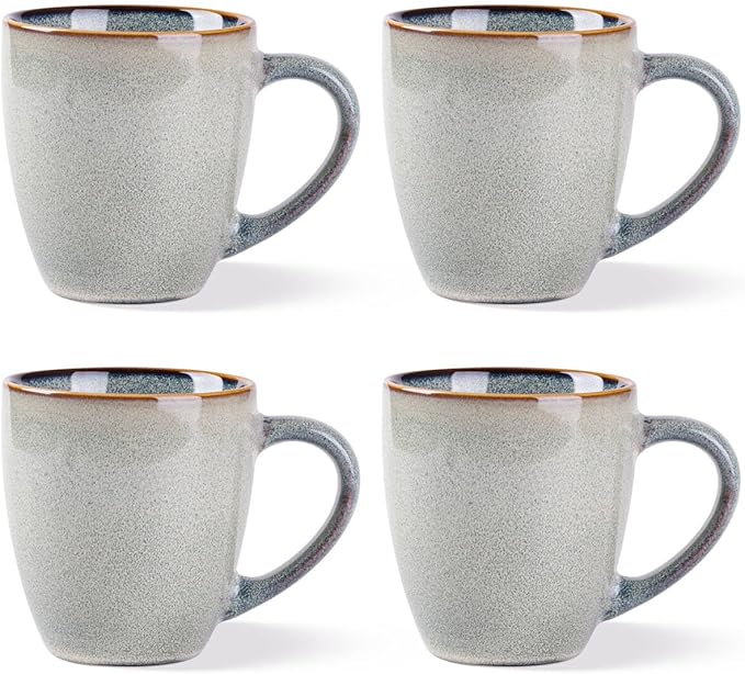 GBHOME Ceramic Coffee Mugs Set of 4, 12oz Stoneware Coffee Mugs Set For Dad Mom Women MEN, Light Weight Coffee Cups for Latte/Tea/Beer/Hot Cocoa, Dishwasher & Microwave Safe-HomvellaHome