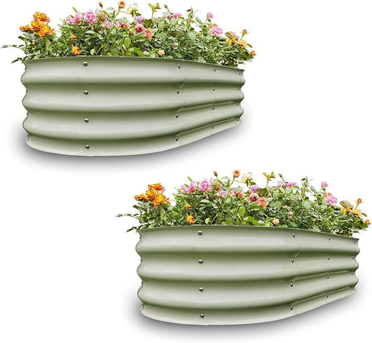 Gardmax 2 Pack Galvanized Raised Garden Bed, Lightweight Planter Boxes Outdoor with Easy Assembly, Large Garden Bed for Vegetables, Fruits, Flower-HomvellaHome