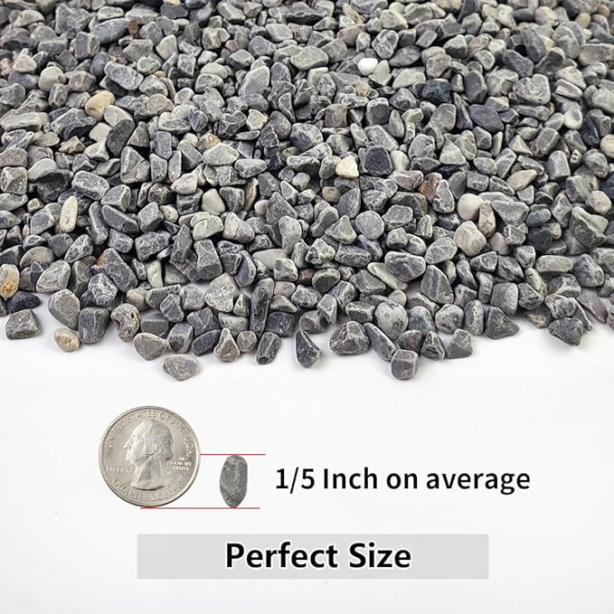 10LB Succulent and Cactus Gravel, 1/5 Inch Natural Decorative Polished Pebbles for Landscaping, Grey River Rocks for Plants, Vases, Aquariums, Terrarium and Outdoor Gardening-HomvellaHome