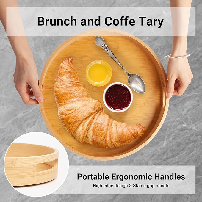 10in Bamboo Lazy Susan Organizer for Countertop and Cabinet with Large and Stable Chassis,Round Rotating Bamboo Tray for Station Organizer,for Kitchen Bathroom Laundry Room (10in)-HomvellaHome