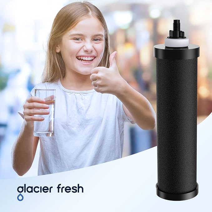 GLACIER FRESH Replacement for BB9-2 Black Purification Water Filter, Compatible with Berkey® BB9-2 Black Filters and Berkey® Gravity Water Filter System, 3 Pack-HomvellaHome