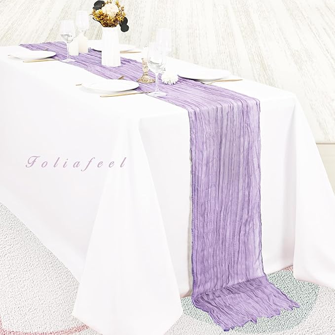 12 Pack Lilac Cheesecloth Table Runner 10FT Rustic Gauze Cheese Cloth Table Runner for Wedding 20 x 120 Inch Long Bridal Baby Shower Table Decor Boho Fabric Sheer Birthday Party Table Decorations-HomvellaHome