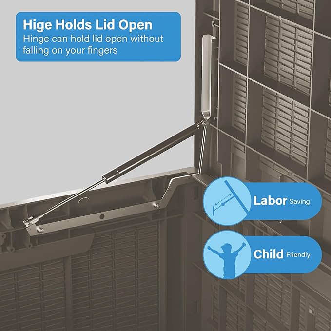 100 Gallon Double-Wall Resin Deck Box - Lockable Waterproof Outdoor Storage Box, 1000lbs Capacity & Doubles as Seating for Patio Furniture - Garden Tools, Pool Accessories (Brown)-HomvellaHome