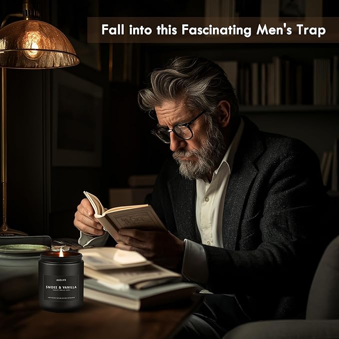 2 Pack Candle | Smoke & Vanilla + Whiskey Tobacco - Candles for Men - Masculine Candle, Soy Candles for Home Scented - Gifts for Men, Home Fragrance Manly Gifts - Each of 7oz-HomvellaHome