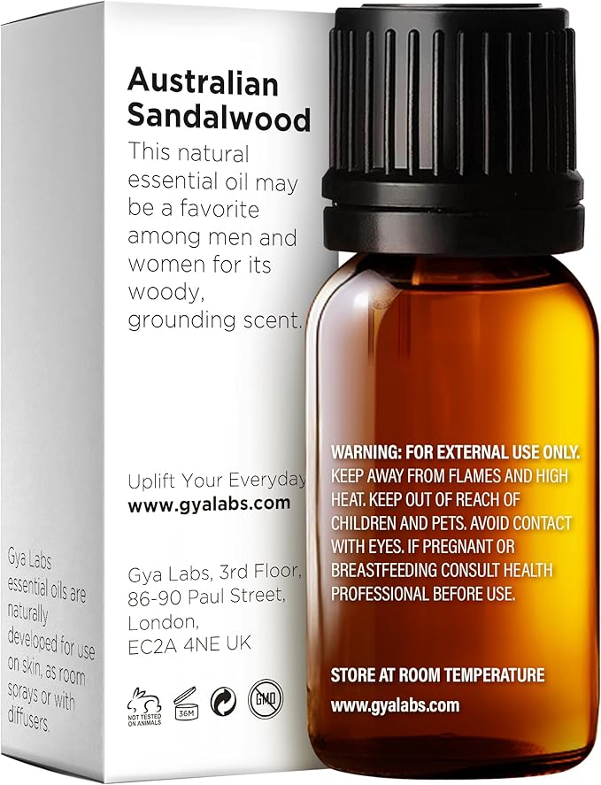 Gya Labs Australian Sandalwood Essential Oil for Skin & Hair - 0.34 Fl Oz - 100% Pure Natural Australian Sandalwood Oil for Diffuser, Aromatherapy Use & Candle Making Scent-HomvellaHome