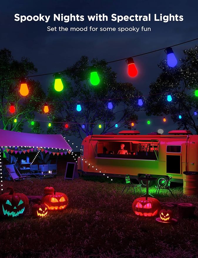 Govee Smart Outdoor String Lights H7029, 24ft RGBIC Outdoor Lights with 8 Dimmable LED Bulbs, IP65 Waterproof, Color Changing Warm White Lights with 47 Scene Modes for Patio, Backyard, App Control-HomvellaHome
