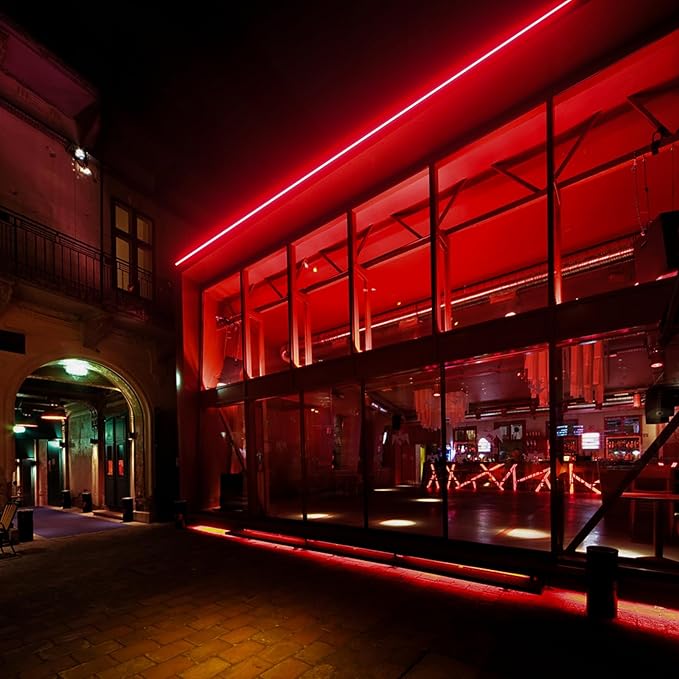 GZBtech Flexible LED Neon Rope Lights 16.4FT,AC 110-120V Waterproof Strip Light, 120LEDs/M Cuttable Connectable Neon Lighting for Indoor Outdoor Home Decor/Commercial Building Use-Red 5M-HomvellaHome