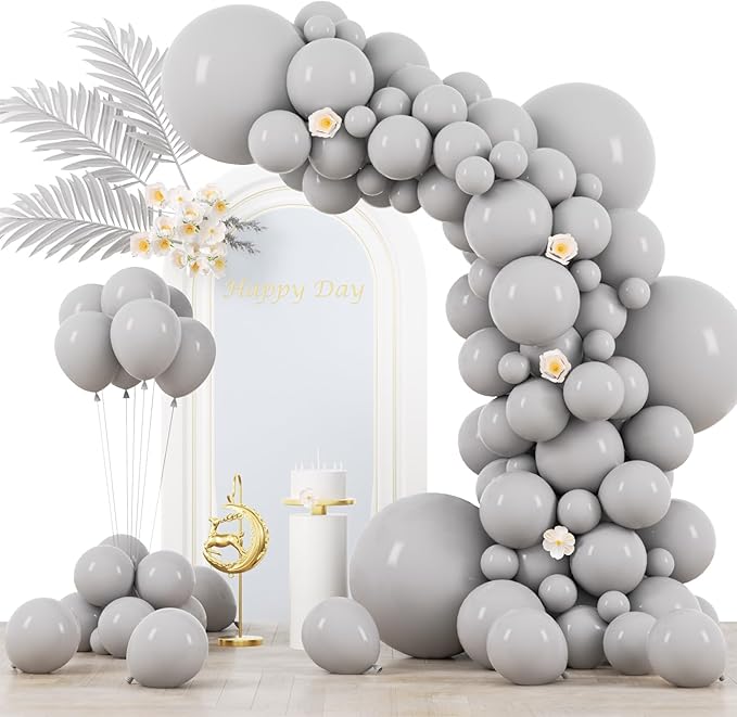 130pcs Gray Balloons Different Sizes 18" 12" 10" 5" Pastel Gray Balloons for Boys Girls Birthday Baby Shower Gender Reveal Wedding Decorations-HomvellaHome
