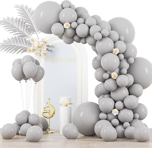 130pcs Gray Balloons Different Sizes 18" 12" 10" 5" Pastel Gray Balloons for Boys Girls Birthday Baby Shower Gender Reveal Wedding Decorations-HomvellaHome