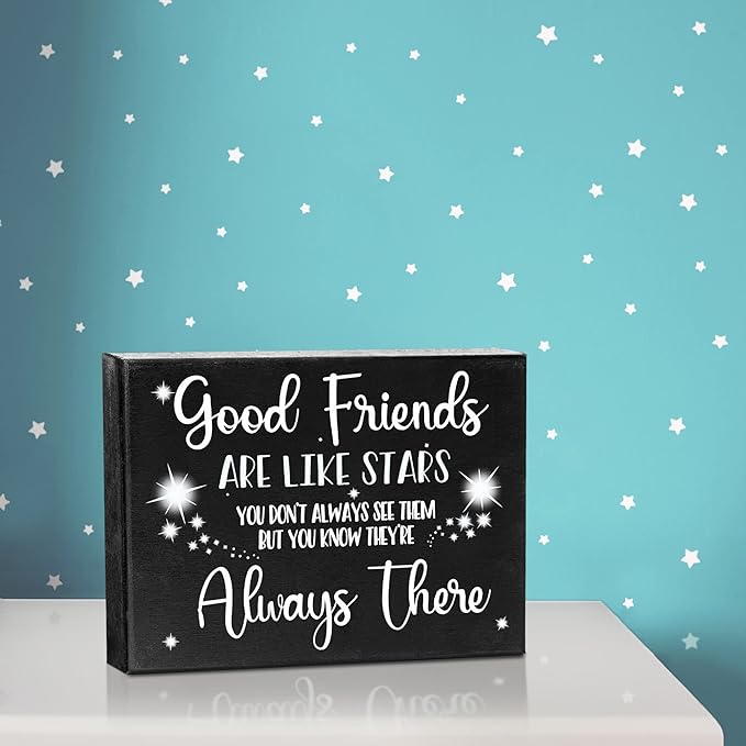 Good Friends Are Like Stars Wooden Sign – Sentimental Gift for Best Friend, Rustic Wall Hanging Decor, Friendship Keepsake, American Made, Thoughtful Birthday-HomvellaHome