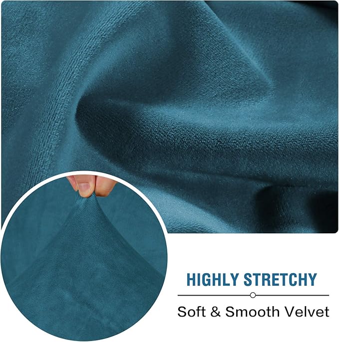 H.VERSAILTEX Velvet Stretch Couch Cushion Cover Plush Cushion Slipcover for Chair Cushion Furniture Protector Seat Cushion Sofa Cover (1 Piece Armchair Cushion Covers, Deep Teal)-HomvellaHome