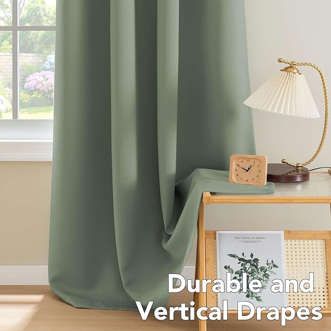 H.VERSAILTEX Room Darkening Curtains for Living Room Light Reducing Thermal Insulated Window Treatment Panels/Drapes Grommet Top 2 Panels Green Bay - 52 x 72 Inches-HomvellaHome