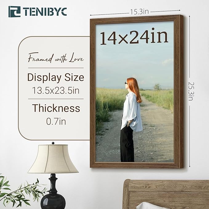 14x24 Picture Frame 3 Pack - Brown Woodgrain, Wood Poster Frame, Gallery Poster Frame - Wall Hanging-HomvellaHome