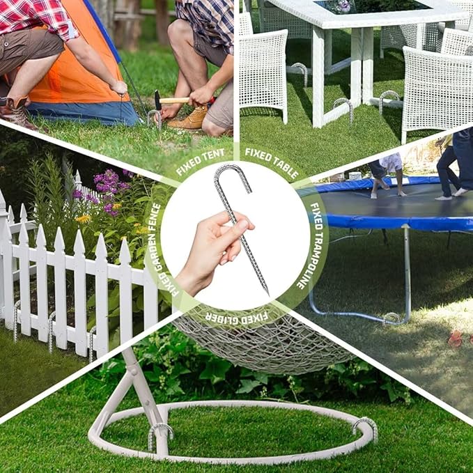 Ground-Stakes-Heavy-Duty-12 inch, J-Hook Rebar Stakes Galvanized Anti-Rust 20pcs Garden Stakes Metal Ground Anchors for Garden Dog Fence Chicken Coop Christmas Decorations Deer Fence-HomvellaHome