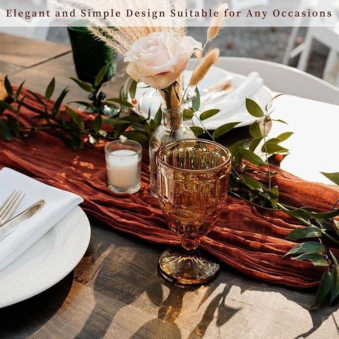12 Pack Terracotta Cheesecloth Table Runner 10FT Boho Rustic Cheese Cloth Table Runner for Wedding 20 x 120 Inch Long Bridal Shower Baby Shower Gauze Fabric Sheer Birthday Party Table Decorations-HomvellaHome