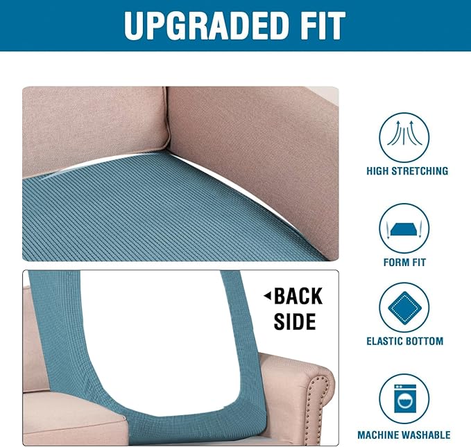 H.VERSAILTEX Super Stretch Individual Chaise Cover Sectional Couch Covers for L Shaped Sofa Both Left/Right Featuring Thick Jacquard Textured Twill Fabric (1 Piece Chaise Cover, Storm Blue)-HomvellaHome