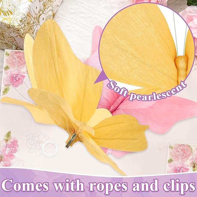 SUNBEAUTY Butterfly Party Decorations, 3D Paper Butterfly Decoration, Hanging Paper Butterfly for Baby Shower Decorations Girls, Women, Paper Flowers for Wall Decoration, Set of 4-HomvellaHome