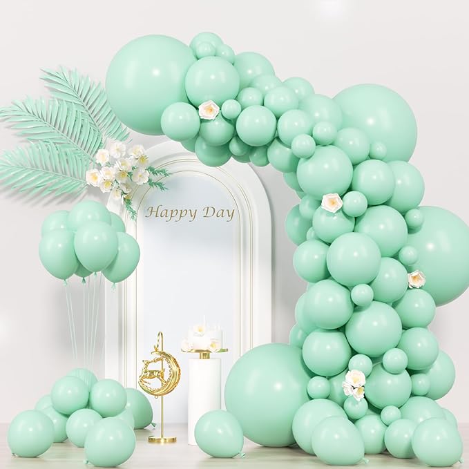 130pcs Mint Green Balloons Different Sizes 18" 12" 10" 5" Pastel Light Green Balloons for Boys Girls Birthday Baby Shower Gender Reveal Wedding Decorations-HomvellaHome