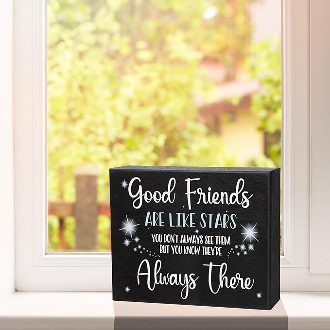 Good Friends Are Like Stars Wooden Sign – Sentimental Gift for Best Friend, Rustic Wall Hanging Decor, Friendship Keepsake, American Made, Thoughtful Birthday-HomvellaHome