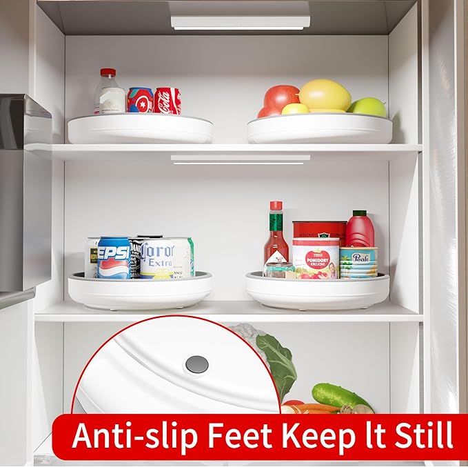 2 Pack 10 Inch Non-Skid Lazy Susan Turntable Organizers - Spinning Rack for Pantry Organization and Storage, Kitchen, Cabinet, Fridge, Bathroom Vanity, Countertop, Under Sink Organizing, Spice Rack-HomvellaHome