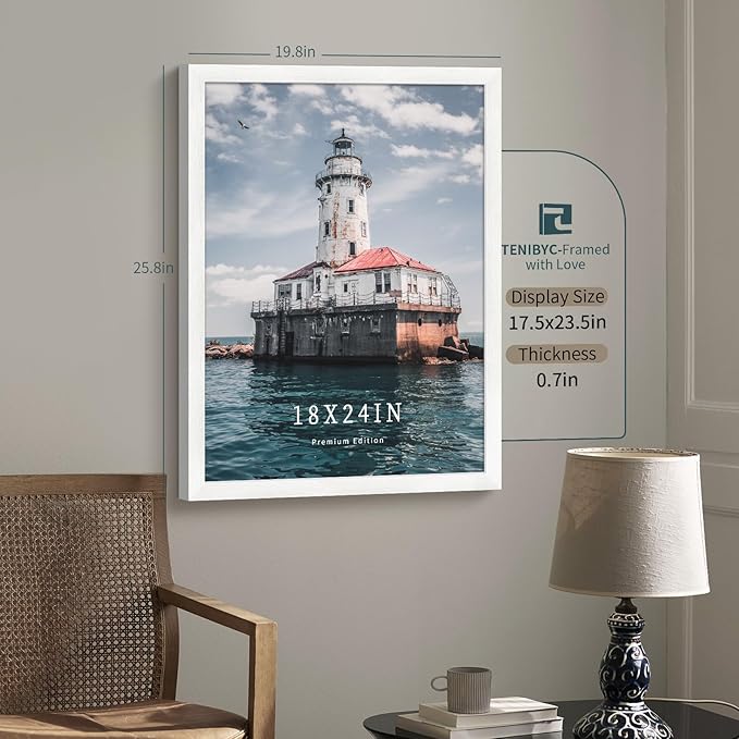 18x24 Poster Frame 3 Pack - White Woodgrain, Solid Wood Gallery Picture Frame - Wall Hanging-HomvellaHome