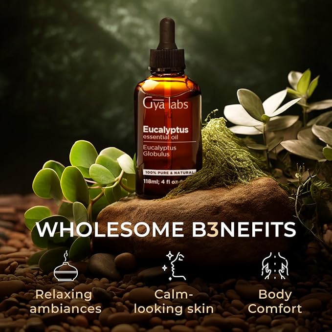 Gya Labs Eucalyptus Essential Oil for Diffuser - Huge 4 Fl Oz - 100% Pure Natural Eucalyptus Oil for Skin, Humidifier, Aromatherapy & Candle Making Scent-HomvellaHome