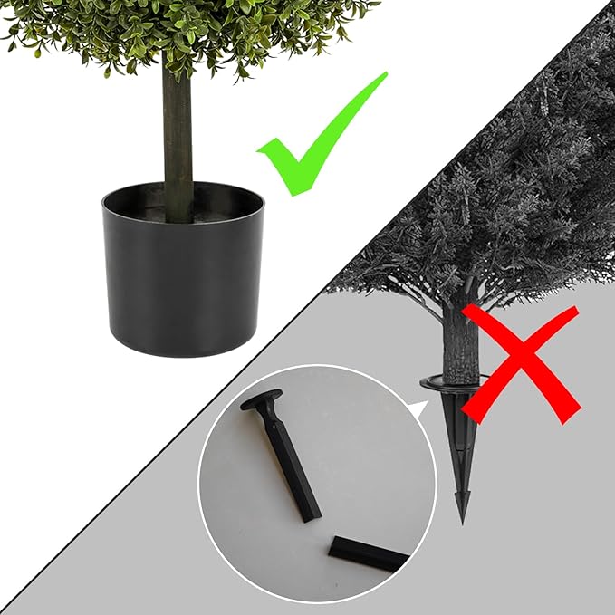 2 Pack 24.5inch Artificial Topiary Ball Plants, Faux Boxwood Ball in Pot, Fake Outdoor Plant for Front Door Decor, Home Decor, Garden, Wedding Decor-HomvellaHome