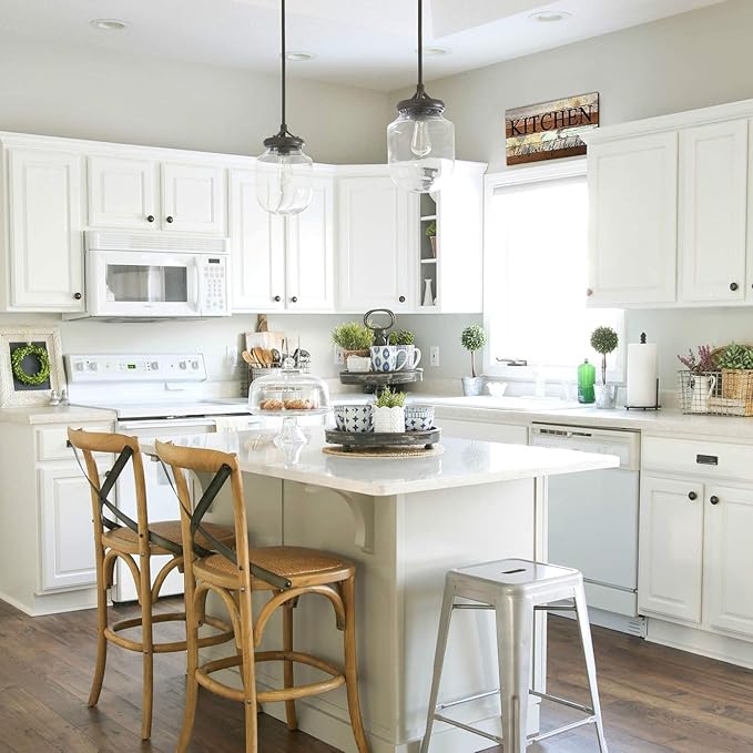 Gather Signs for Home Decor White, Rustic Farmhouse Dining Room Decor Wood Wall Hanging Plaque Gather Wall Decor for Living Room Kitchen Signs 6x18 Inch-HomvellaHome