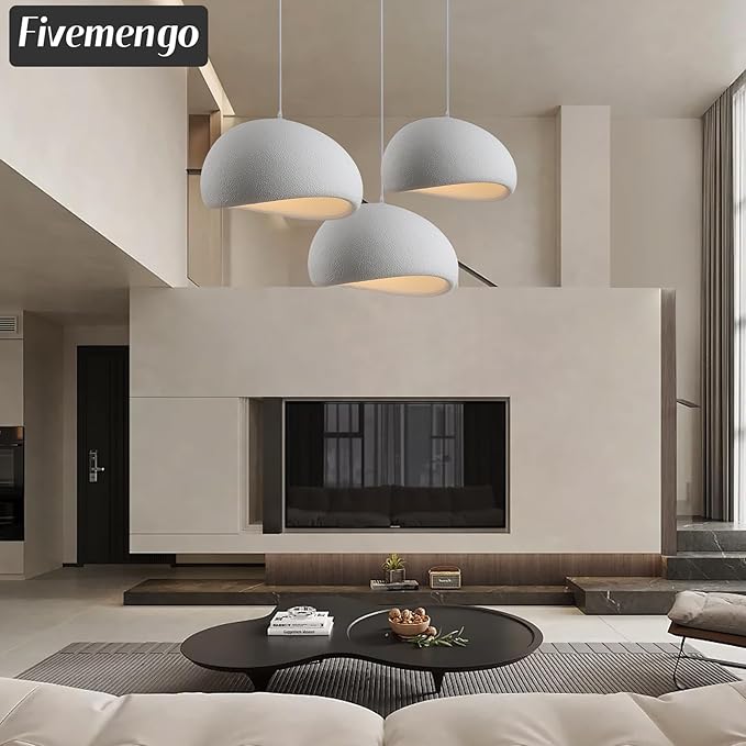 19.7in Wabi Sabi Pendant Lights Kitchen Island Lighting Fixture Ceiling Mount White Modern Japanese Lamp Japandi Chandelier for Dining Living Room Hallway Bedroom Restaurant Hanging Lamp-HomvellaHome