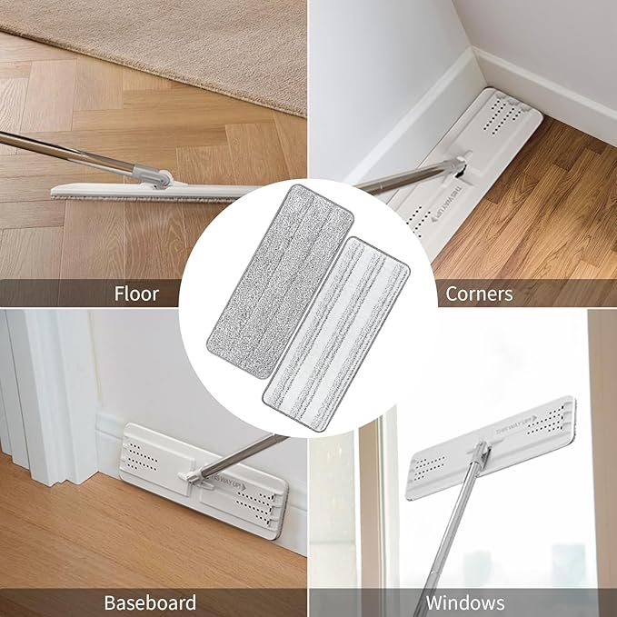 10Pcs Joymoop Mop Replacement Pads, 15 * 4.9'' Universal Mop Pads Mop Head Refills Washable Wet Mop, Compatible with Most 11-14” Size Mops-HomvellaHome