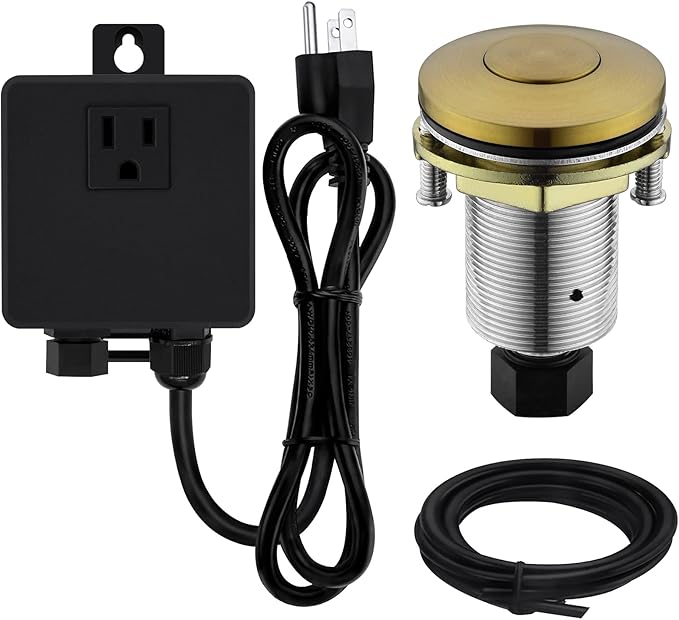 Garbage Disposal SinkTop Air Switch Kit with Stainless Steel Button, Champagne Gold-HomvellaHome