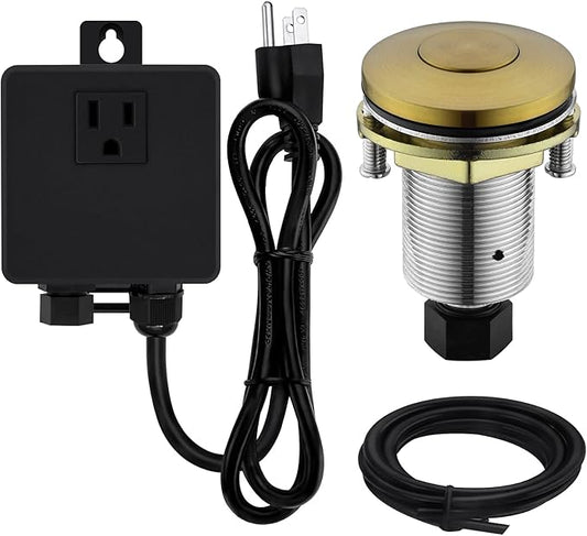 Garbage Disposal SinkTop Air Switch Kit with Stainless Steel Button, Champagne Gold-HomvellaHome