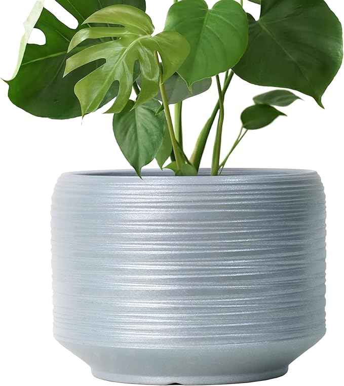 10 Inch Ceramic Plant Pot with Drainage – Large Flower Pot for Indoor Outdoor Plants, Modern Decorative Planter for Patio, Balcony, Garden, or Home Decor-HomvellaHome