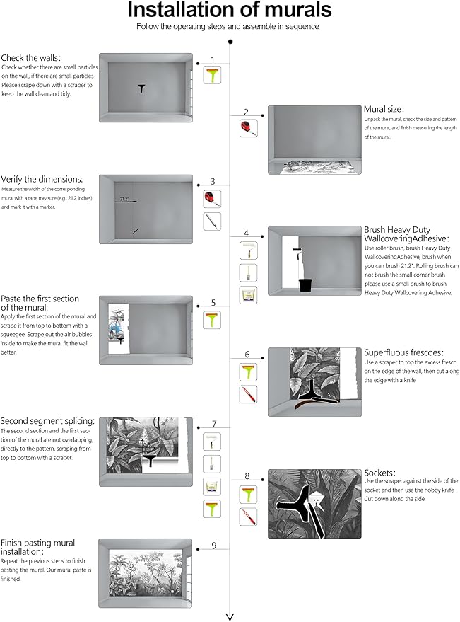 Gray Tropical Rainforest Botanical Wallpaper Bedroom Hand-Painted Oil Painting Jungle Plant Wall Mural Living Room (Not Peel and Stick)-HomvellaHome