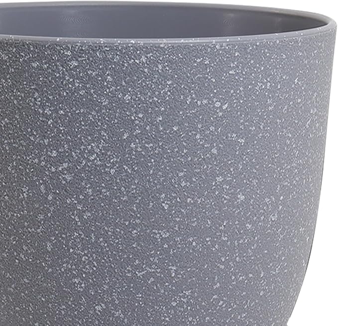 12/10/9 inch Large Plant Pots, 3 Pack Modern Decorative Plastic Planters with Drainage Holes and Saucer for House Garden Plants, Flower Pots for Indoor Outdoor Plants, Speckled Grey-HomvellaHome