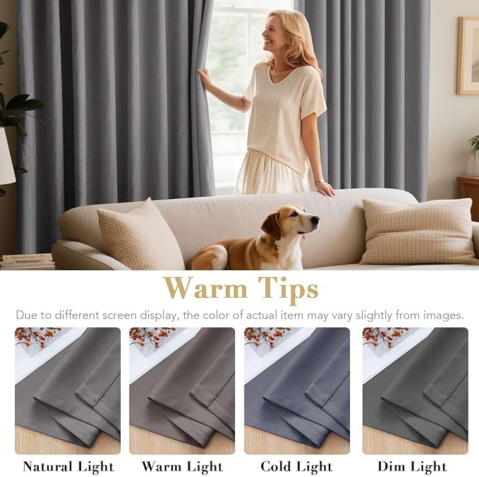 H.VERSAILTEX Blackout Curtains for Bedroom Thermal Insulated Room Darkening Living Room Curtains 72 Inch Long Grommet Privacy Protection Window Curtain Panels/Drapes for Nursery,2 Panels,Grey-HomvellaHome