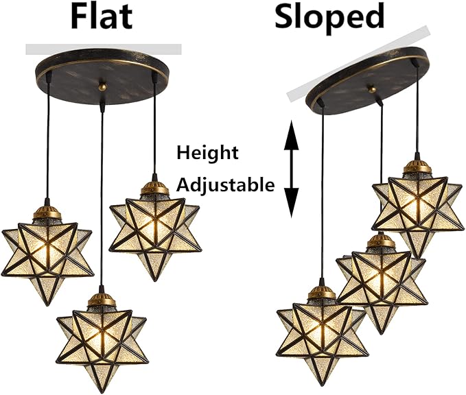 Glass Glam Chandelier Star Pendants Light Fixture Modern Elegant Ceiling Hanging Lights Included LED Warm Light Bulbs Oiled Bronze-HomvellaHome