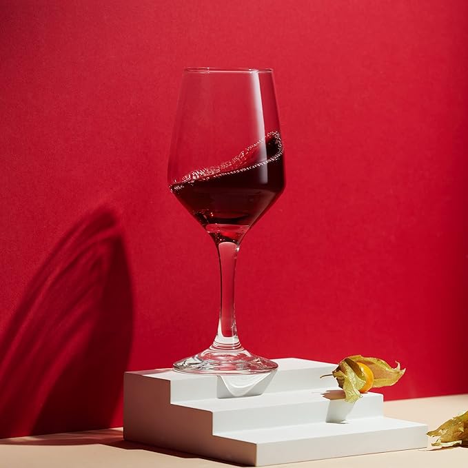 Godinger Wine Glasses, Italian Made Red Wine Glasses, Wine Glass, Stemmed Drinking Glasses, Glass Cups - Made in Italy, 15oz, Set of 4-HomvellaHome