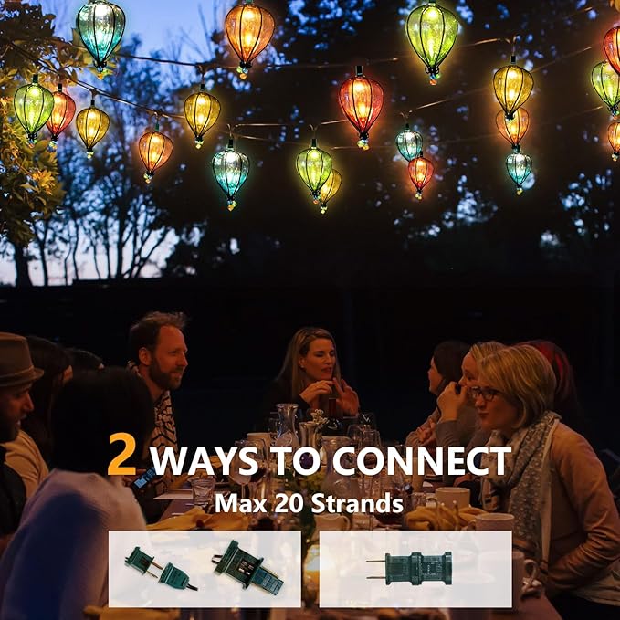 16 Pcs of 11FT Multicolor String Lights with 10 Bulbs, UL Listed Connectable Waterproof Decorative LED Lights Hanging for Backyard Patio, Indoor/Outdoor for Christmas Wedding Party Festival Lighting-HomvellaHome