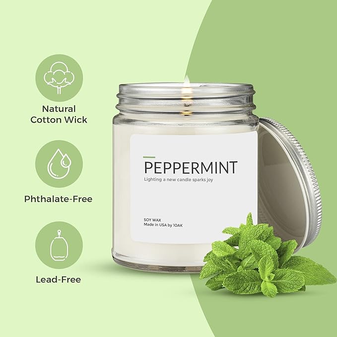 1OAK Soy Wax Scented Candles - Peppermint Candle - Scented Candles for Home (7oz.)-HomvellaHome